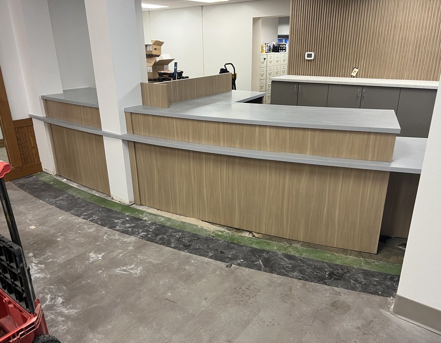 Credit union custom teller pod casework by Robertson Cabinets Ohio
